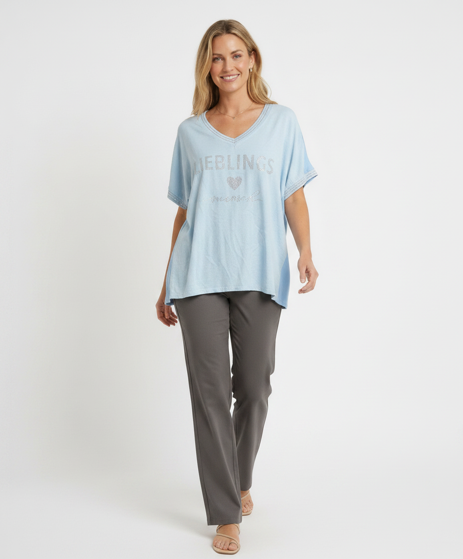 Linen Top — SKY BLUE