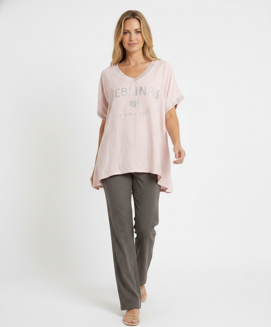 Linen Top — pink/ /rosa