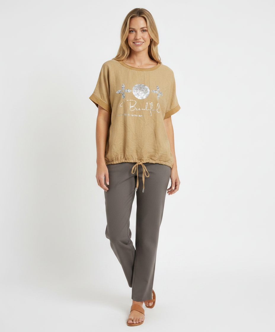 Linen Top — CAMEL/ /cammello