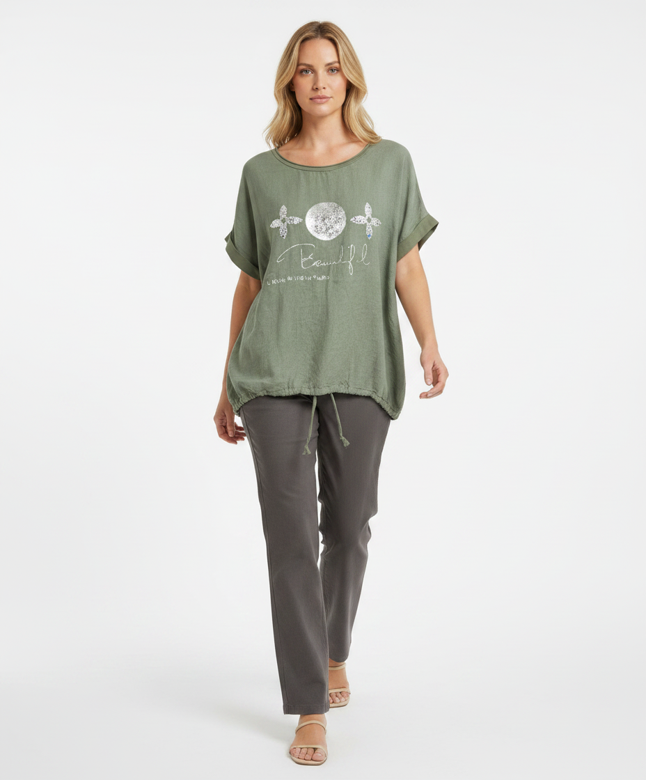Linen Top — Army Green
