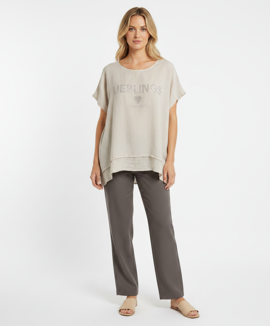 Linen Top — BEIGE